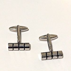 Silver and Black Power Bar Cufflinks